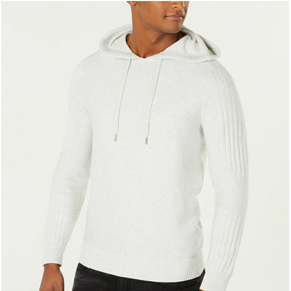 INC Mens Medium Blk/Wht Hipwell Hooded Sweater